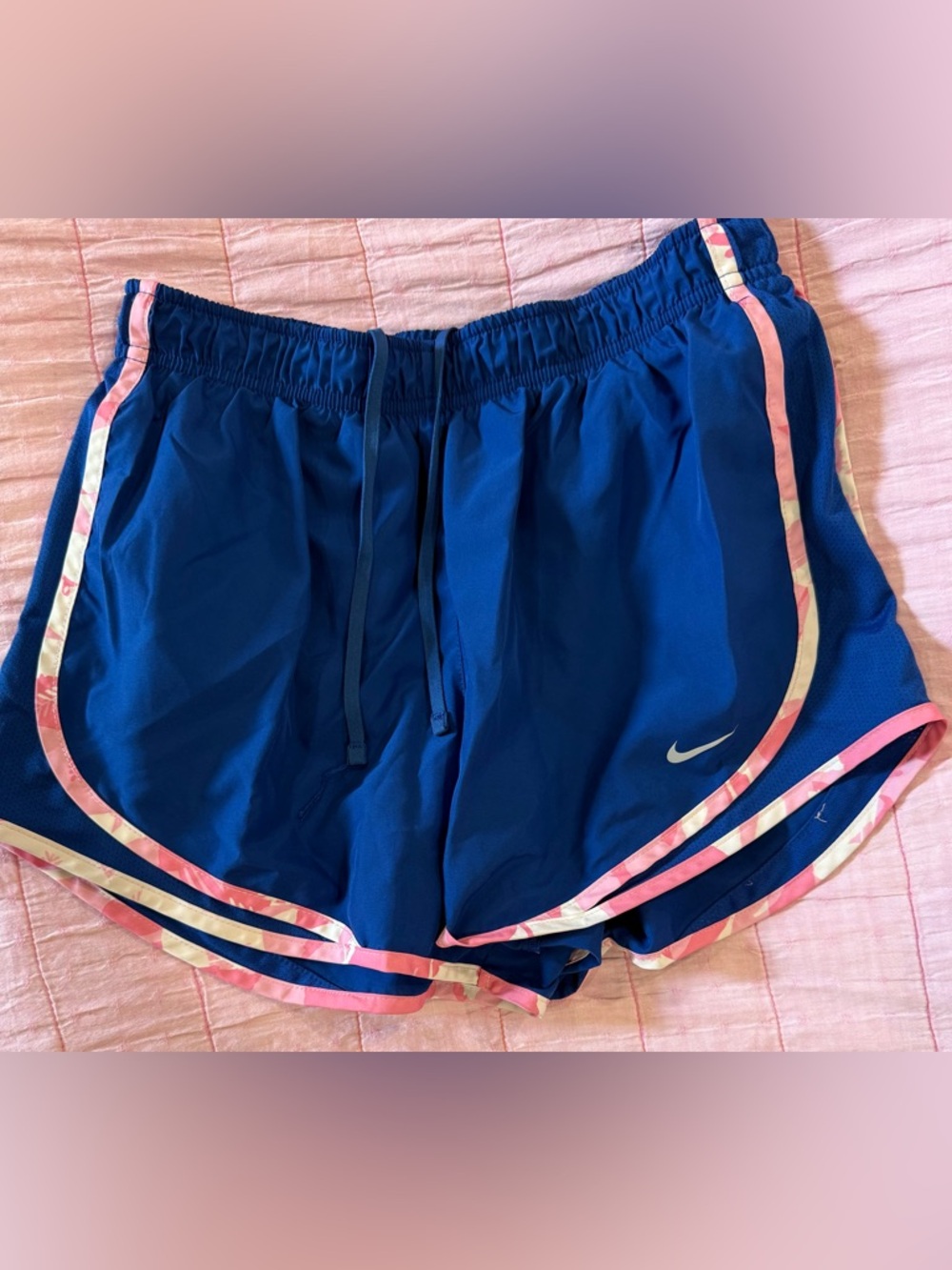 Nike Women's Royal Blue Athletic Shorts with Pink Trim